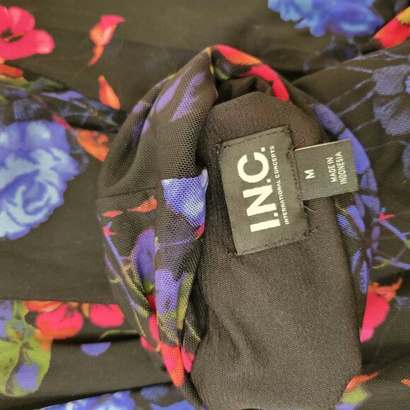 I.N.C. Floral Mesh Turtleneck Top - Picture 11 of 11